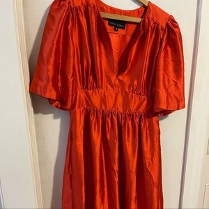Cynthia Rowley burnt orange 100% silk dress for Fall. Silk, fireworks, Halloween